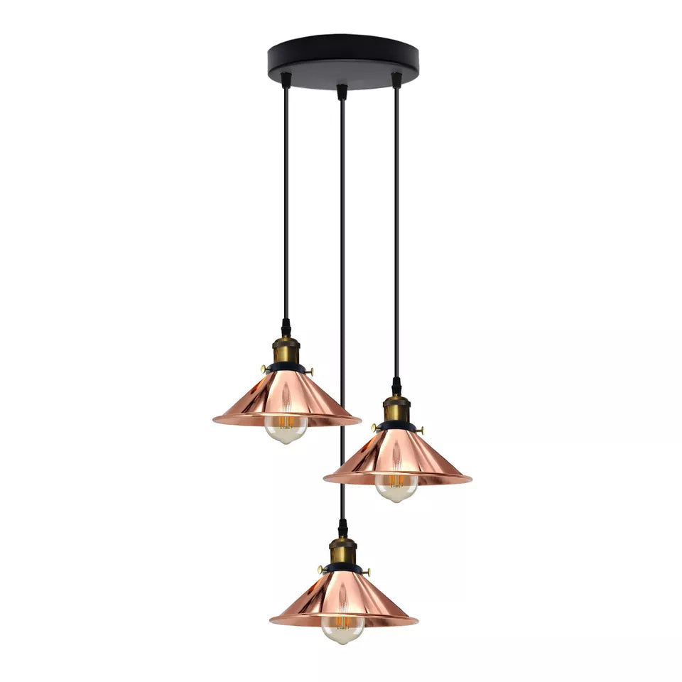Stylish 3-Way Adjustable Cone Pendant Light Fixture for E27 Bulbs