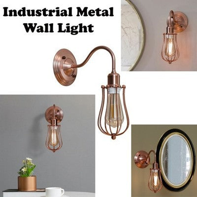 Industrial Metal Wall Sconce E27 Copper Mounted Lamp ~6045