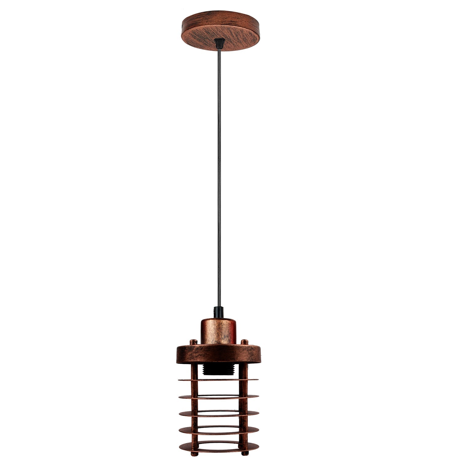 Rustic Red Retro Cage Pendant Light: Industrial Loft E27 Ceiling Fixture