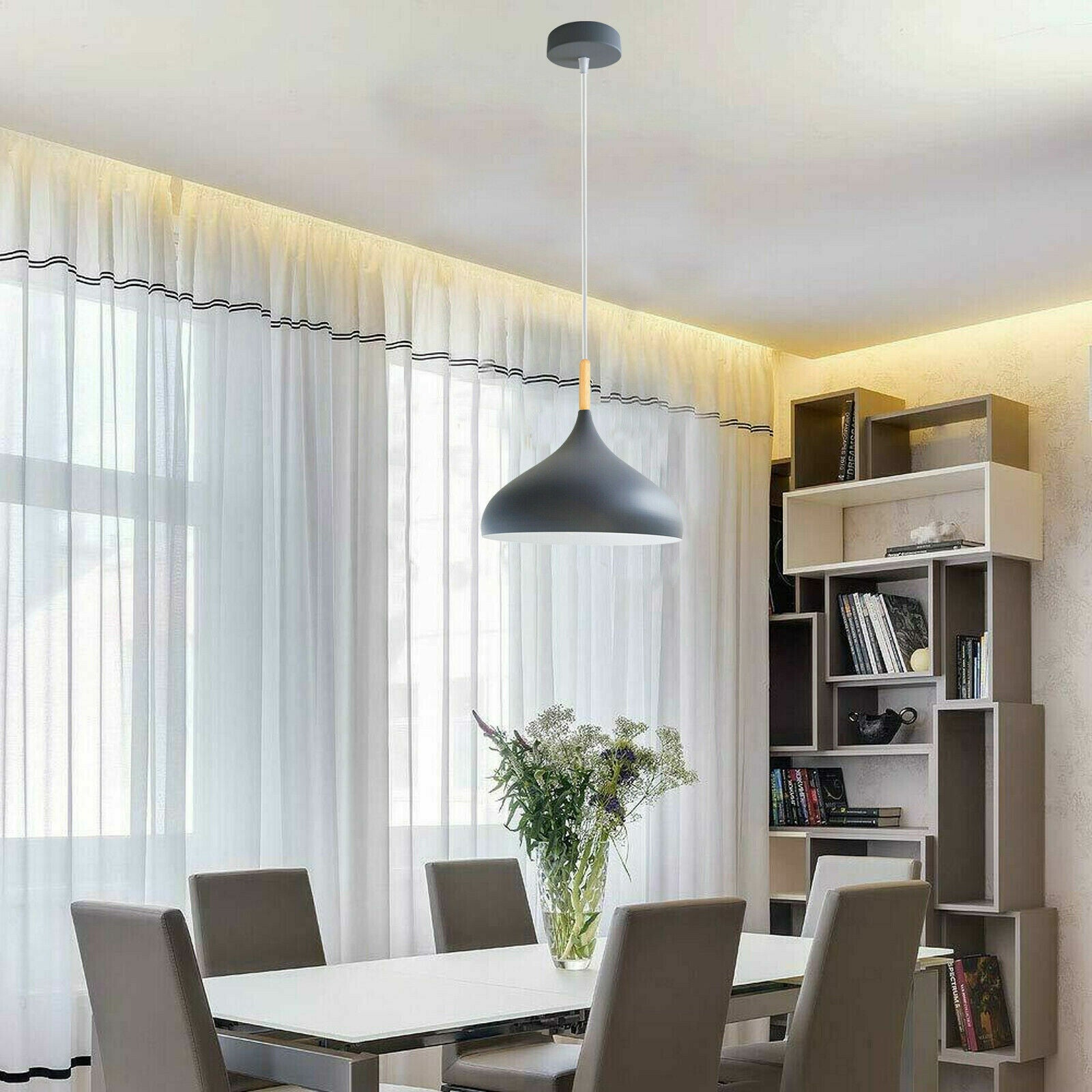 Modern Industrial Metal Pendant Ceiling Light, Colorful Shade Hanging Lamp Fixture