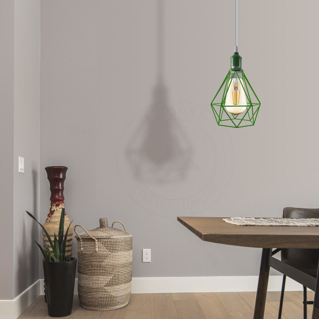 Industrial Metal Cage Pendant Light, Vintage Style Hanging Ceiling Lamp Shade