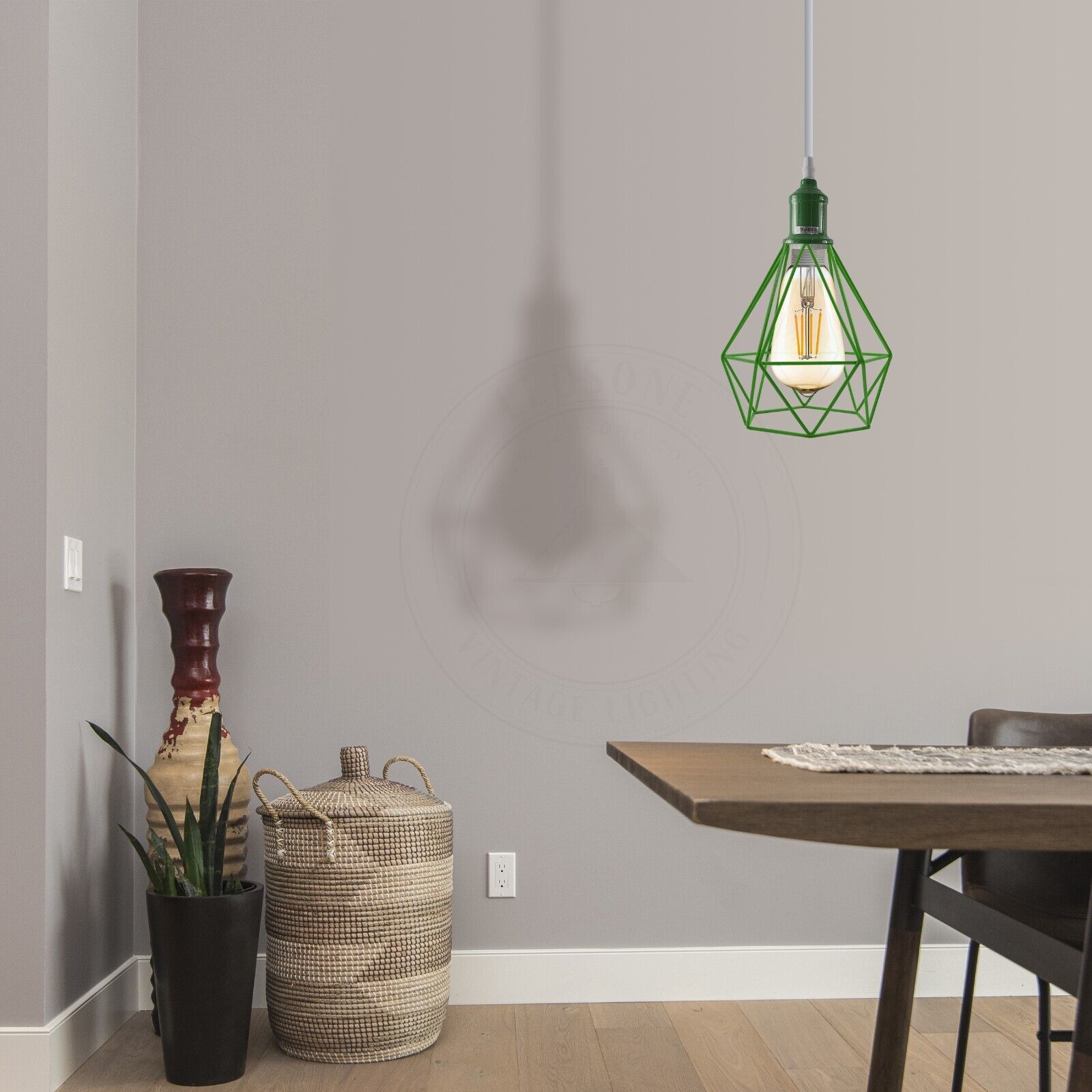 Industrial Metal Cage Pendant Light, Vintage Style Hanging Ceiling Lamp Shade