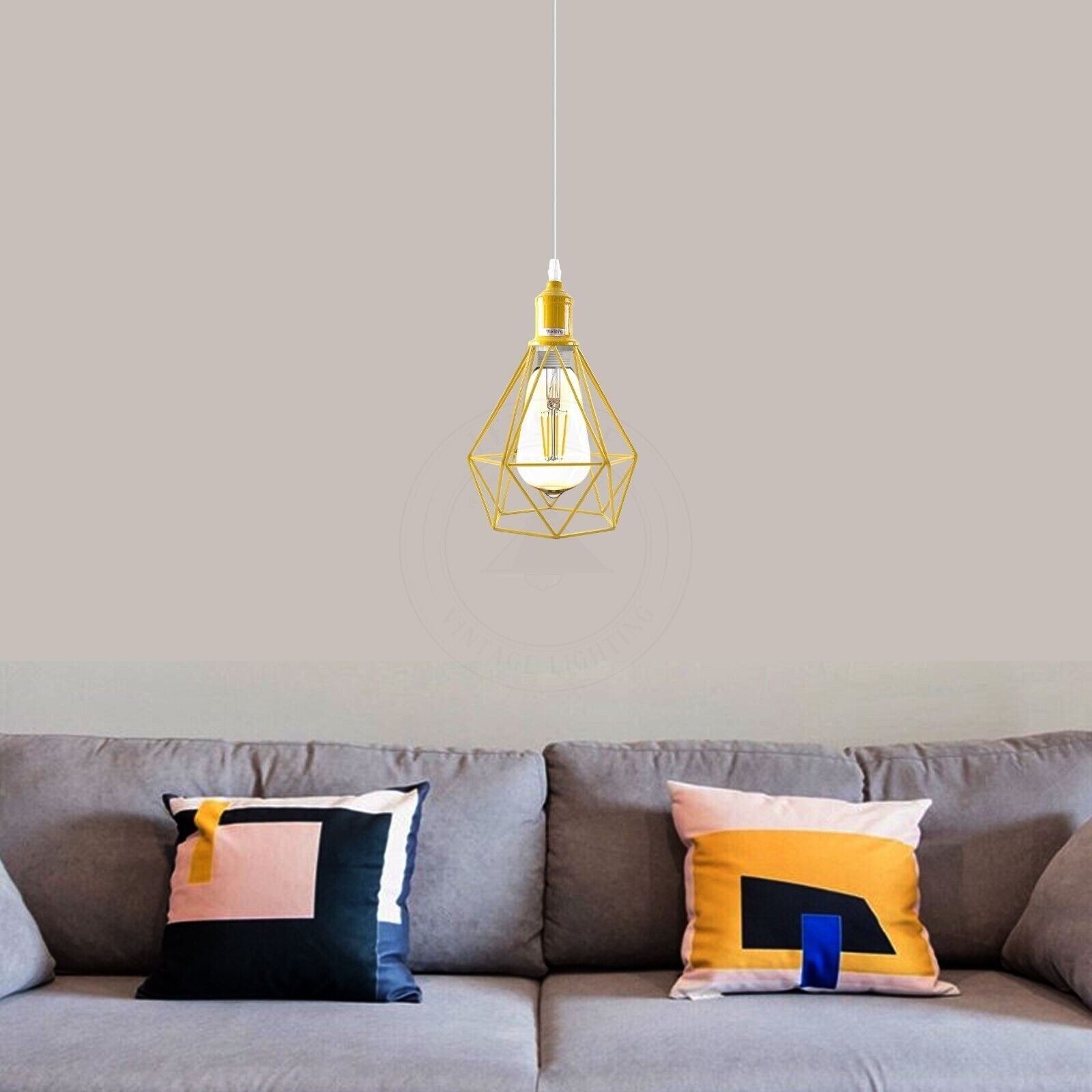 Industrial Metal Cage Pendant Light, Vintage Style Hanging Ceiling Lamp Shade