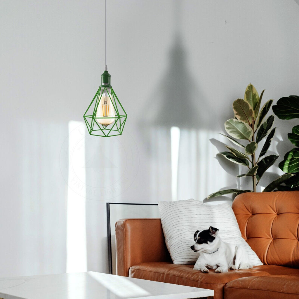 Industrial Metal Cage Pendant Light, Vintage Style Hanging Ceiling Lamp Shade