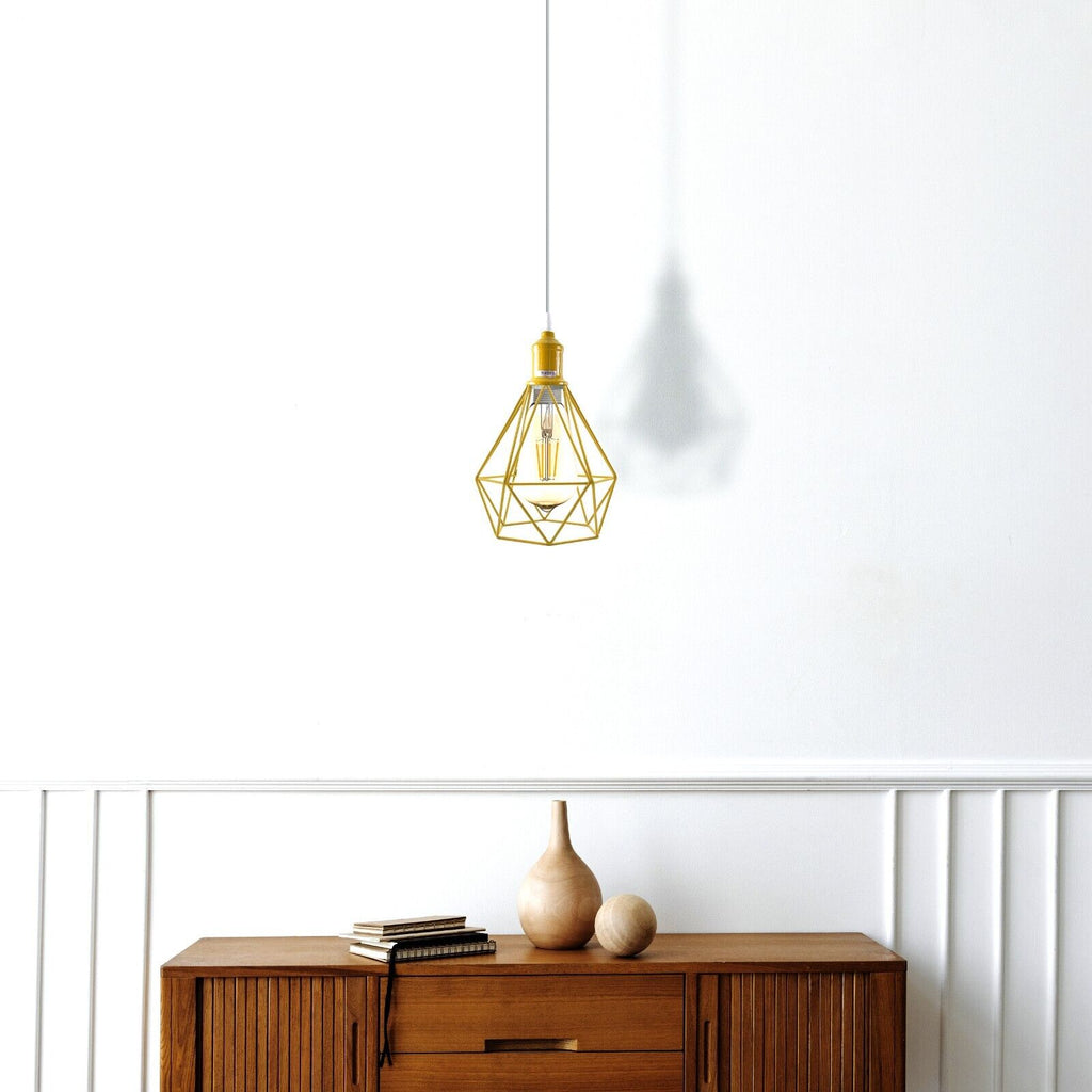 Industrial Metal Cage Pendant Light, Vintage Style Hanging Ceiling Lamp Shade
