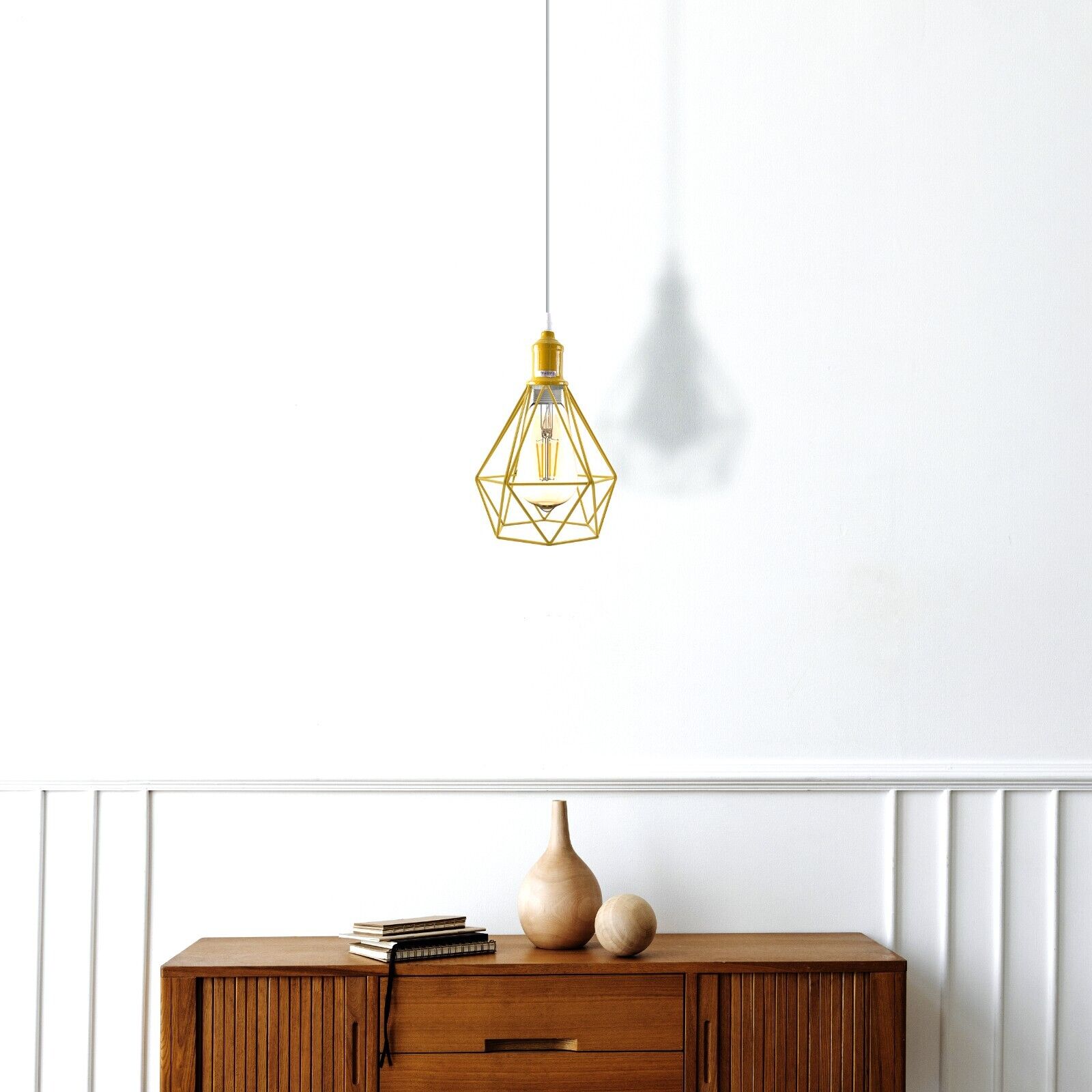 Industrial Metal Cage Pendant Light, Vintage Style Hanging Ceiling Lamp Shade