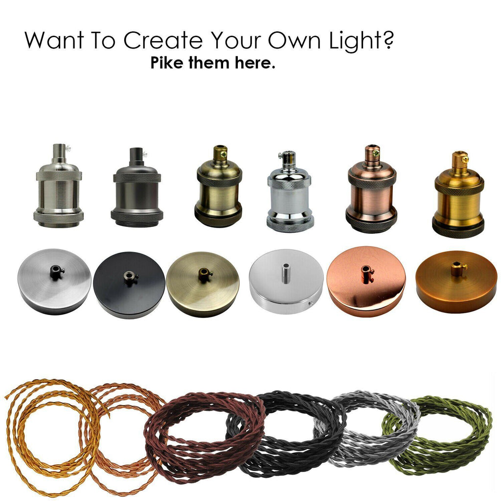 Customizable Decorative Pendant Light Kit: Fabric Cable, E27 Holder, Metal Ceiling Rose