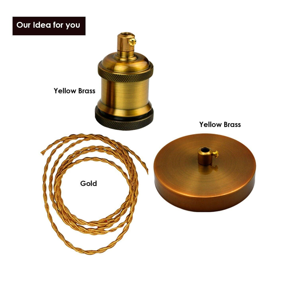 Customizable E27 Ceiling Rose Fabric Cable Pendant Lamp Holder Kit