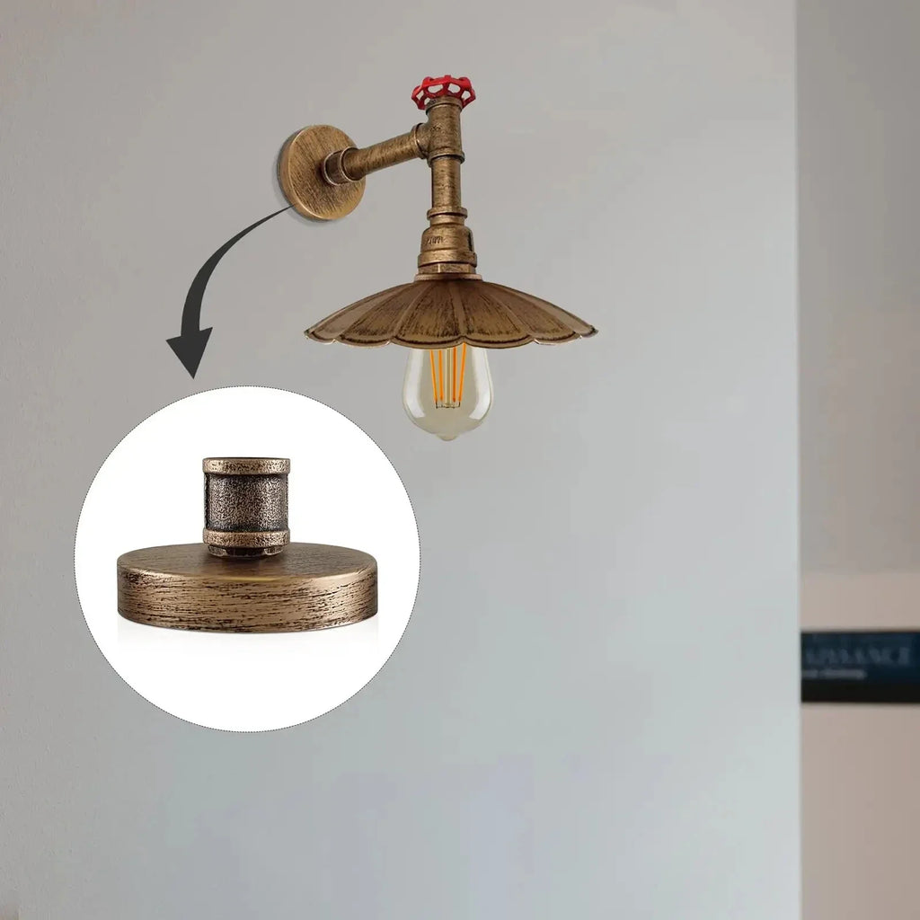 Vintage Industrial Metal Single Outlet Ceiling Rose for Wall Lights