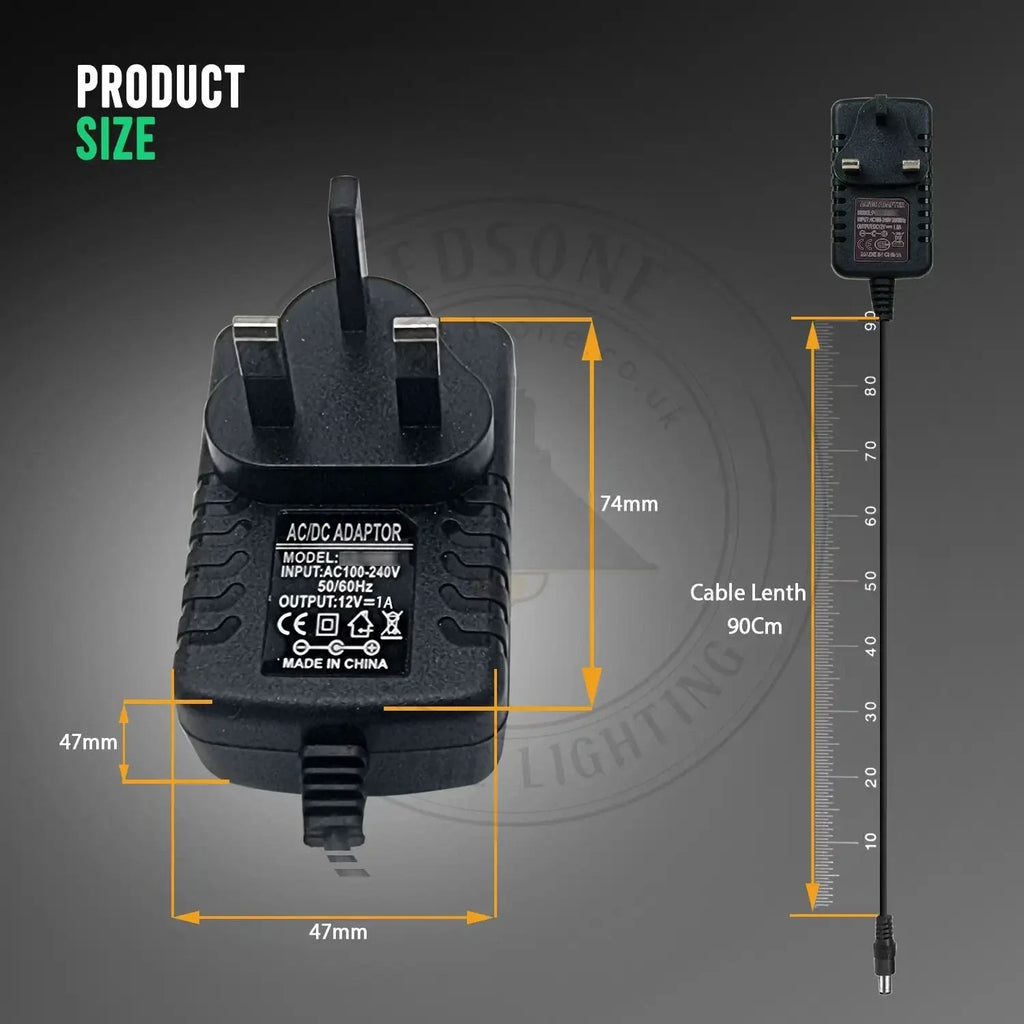 Universal AC to DC 12V UK Plug Power Adapter for LED Lights CCTV