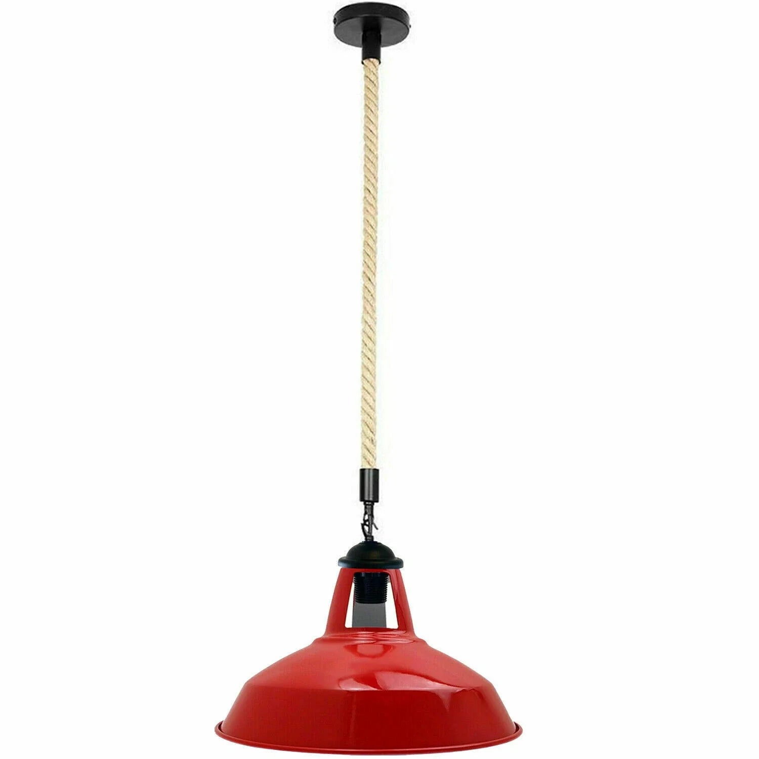 Industrial Metal Hemp Rope Pendant Light Retro Ceiling Hanging Lamp