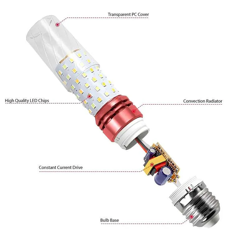 12W Flicker Free E27 LED Corn Bulb Three Color Light