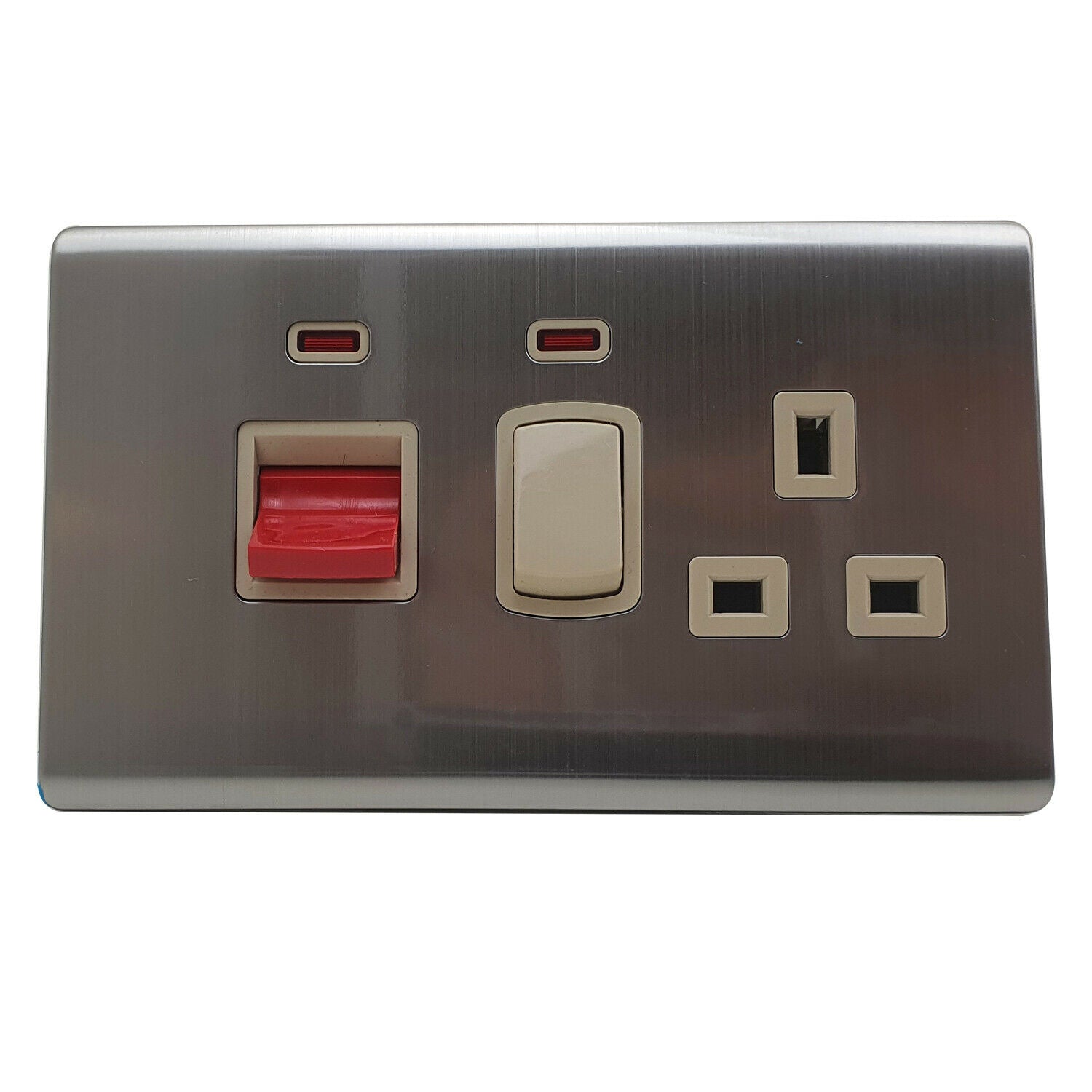 Modern Screwless Flat Plate 13A Wall Socket with Dual USB Charging Ports