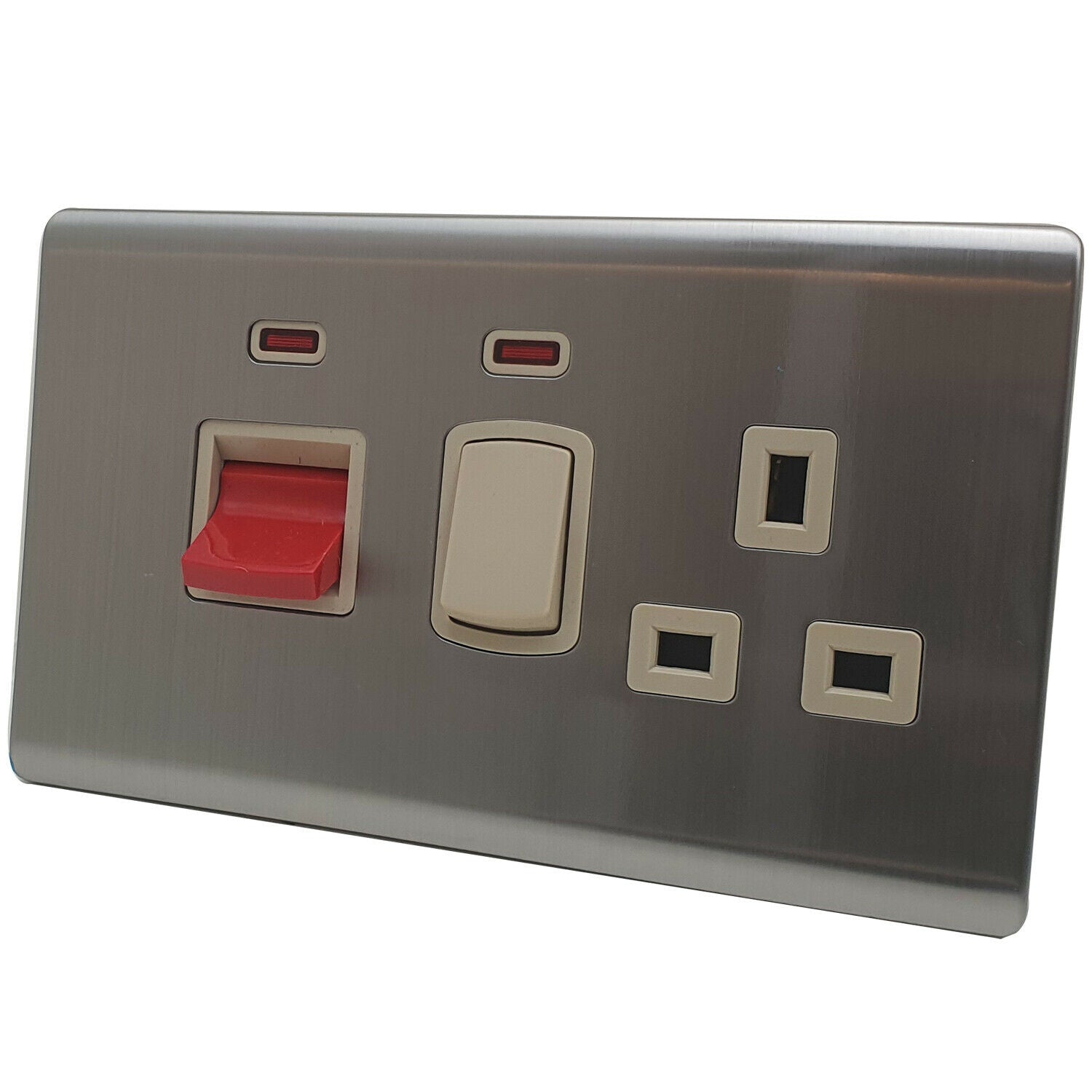 Modern Screwless Flat Plate 13A Wall Socket with Dual USB Charging Ports