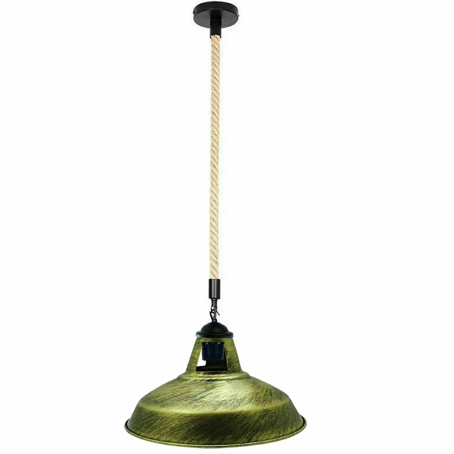 Chic Industrial Hemp Rope Pendant Light - Metal Shade for Kitchen Island