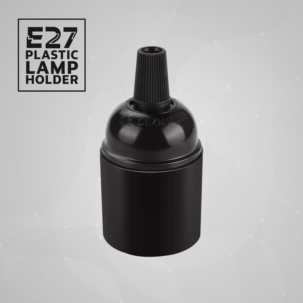 Sleek Black E27 Screw Light Bulb Holder Lamp Base Socket