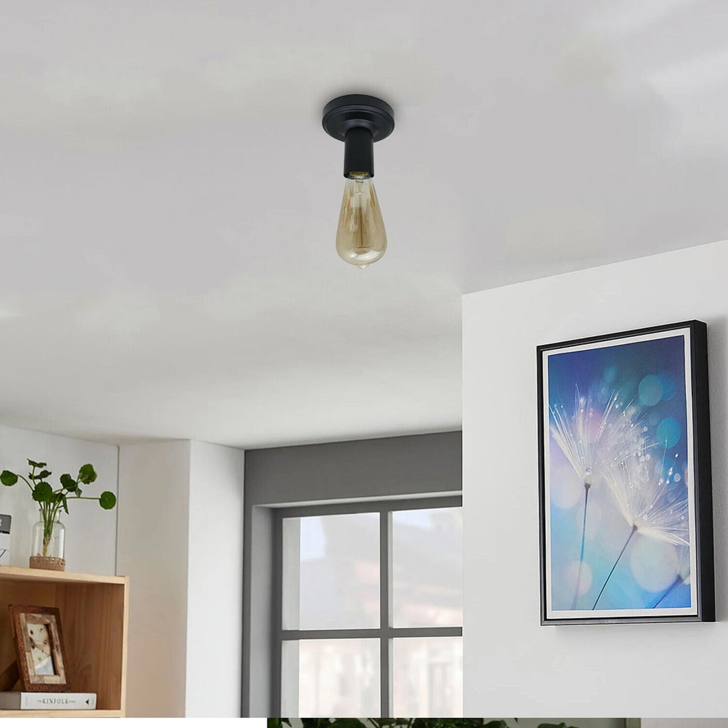 Ceiling Lamp Black Holder E27 Light Bulb Holder Light ~6033
