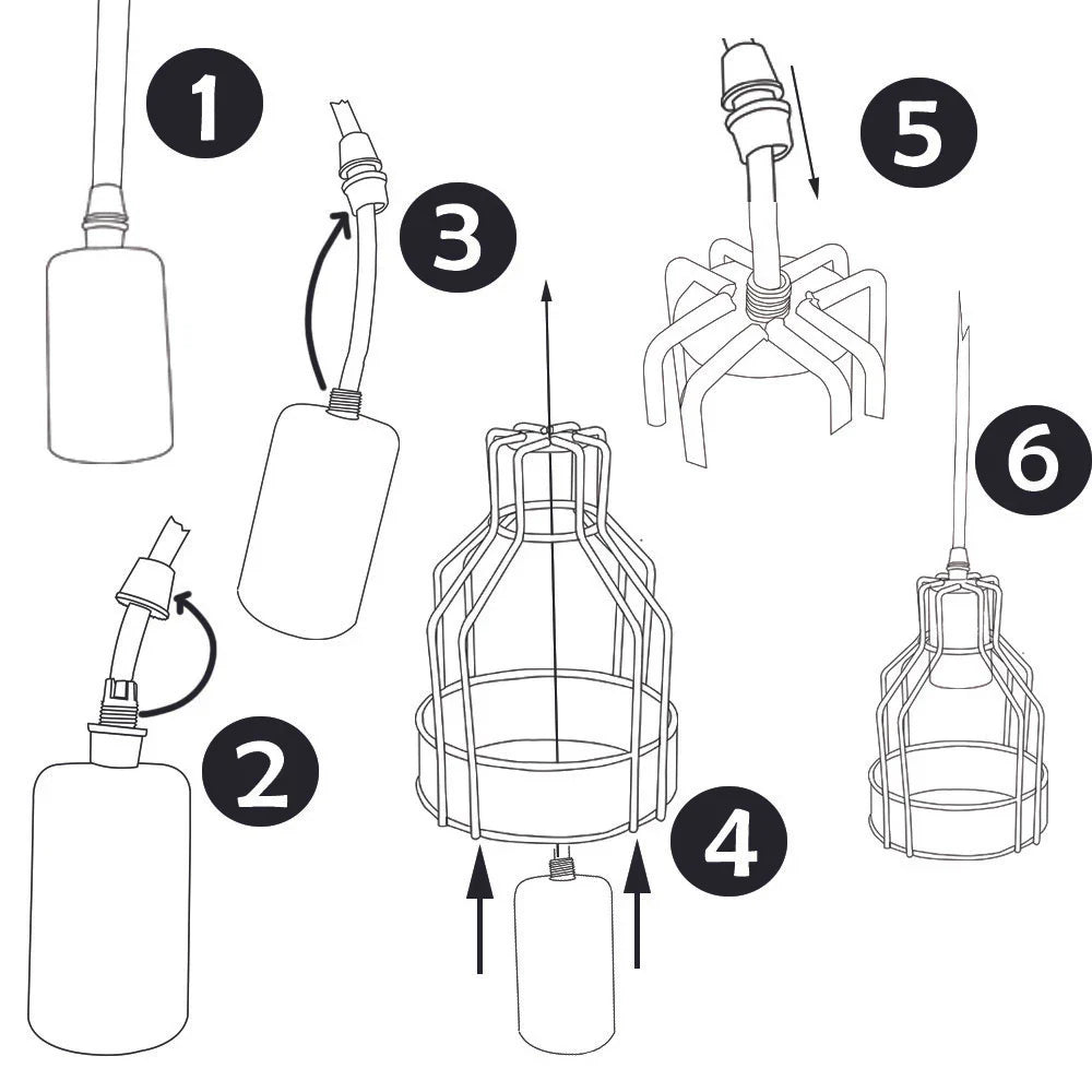 Vintage Industrial Modern 3-Light LED Ceiling Pendant Chandelier with Cage Shades