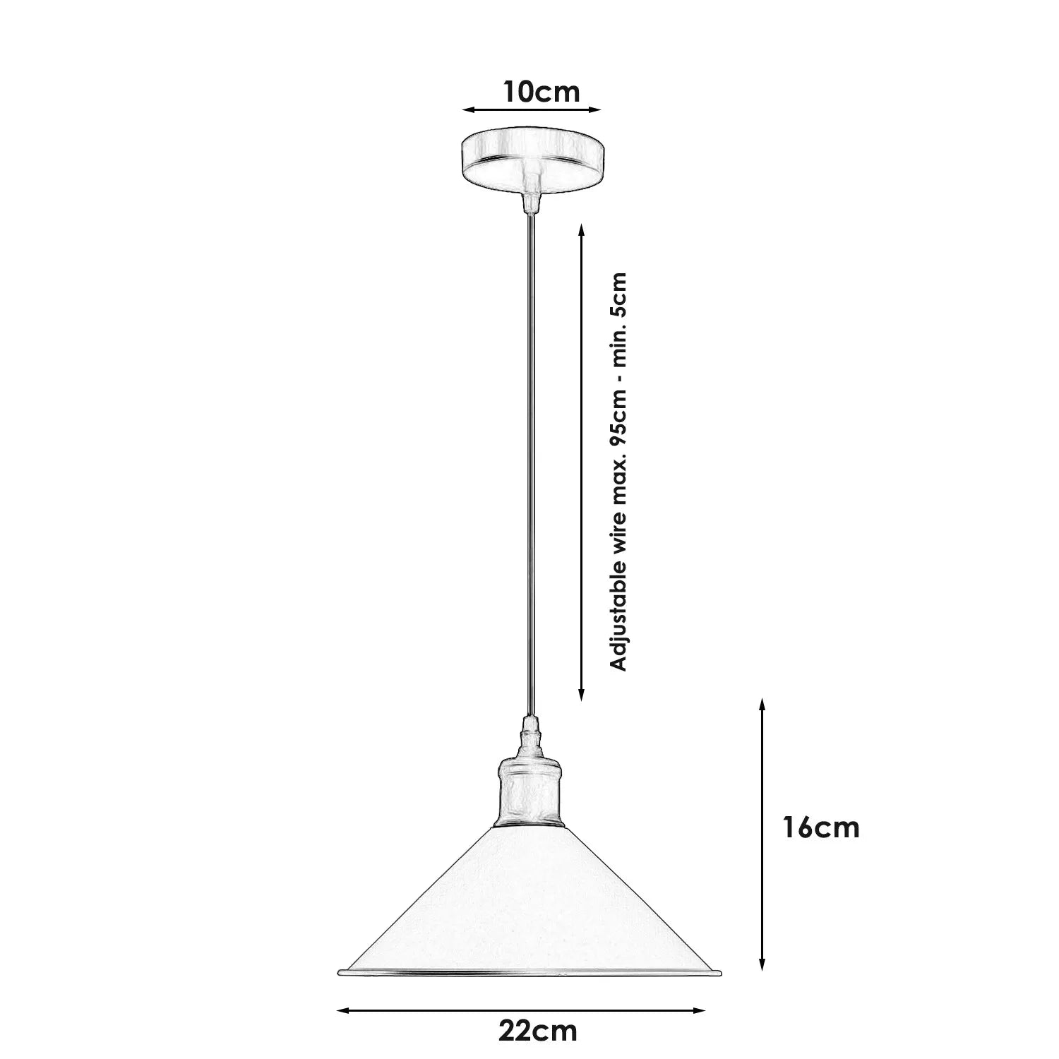 Brushed Brass Retro Industrial Pendant Light with E27 LED Bulb