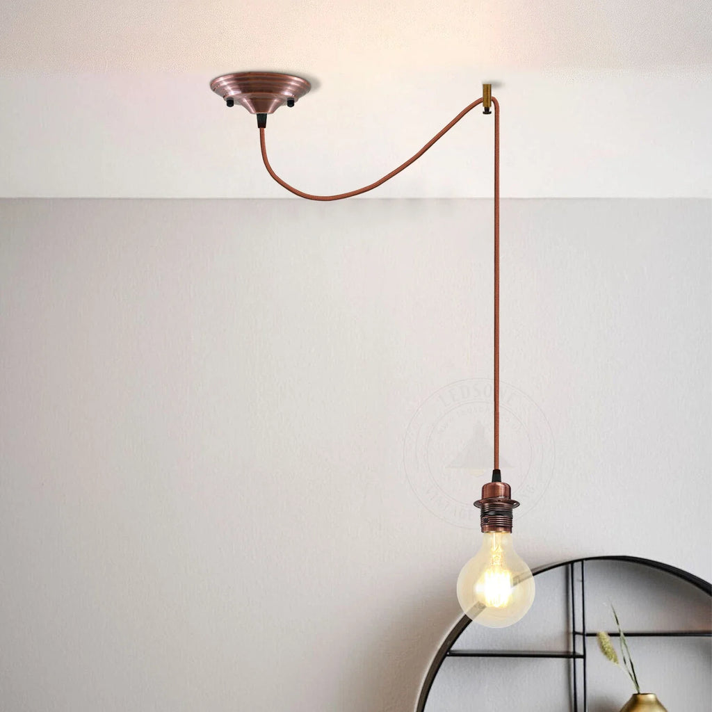Vintage Industrial Hemp Rope Spider Ceiling Pendant Light E27 Base Adjustable Cable