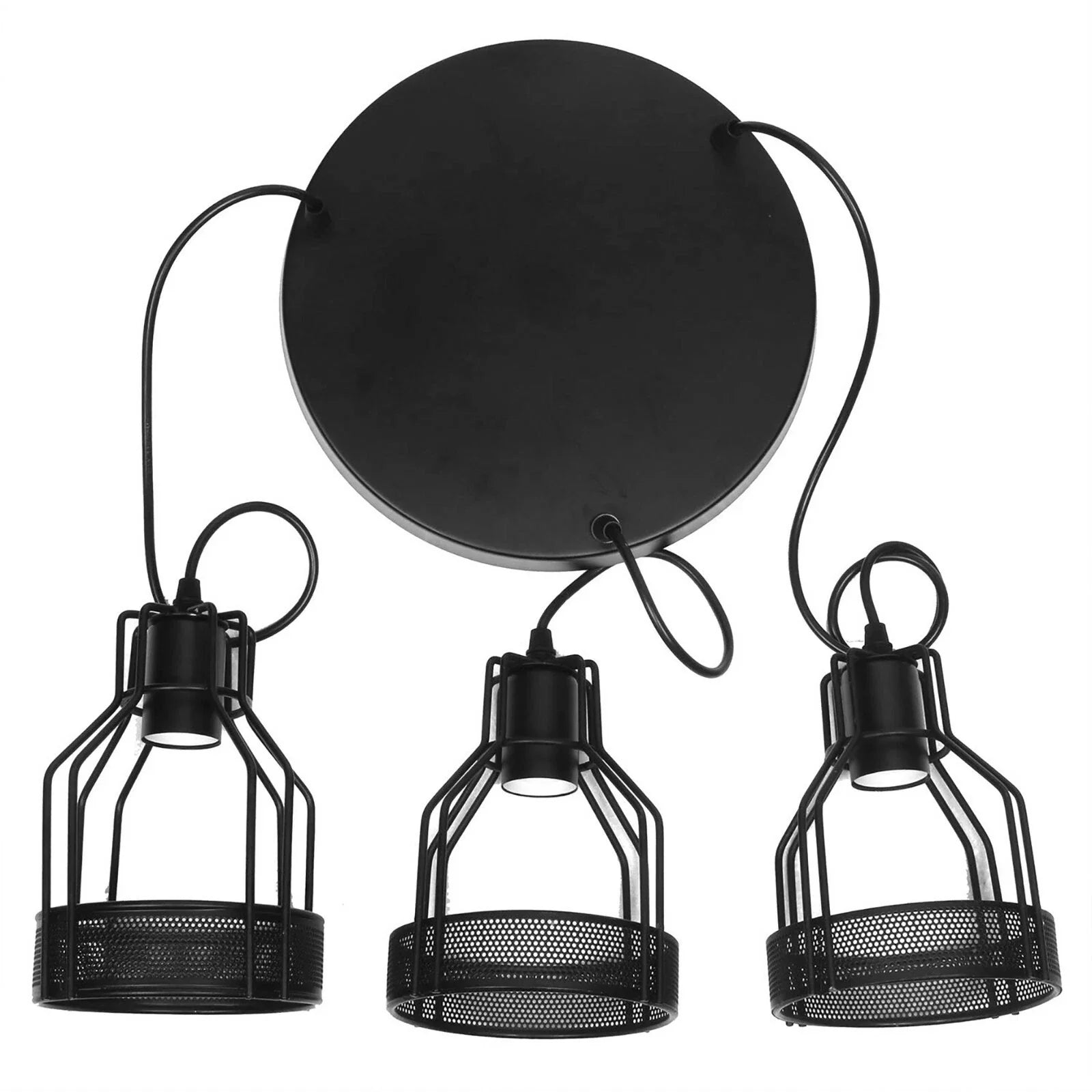 Vintage Industrial Modern 3-Light LED Ceiling Pendant Chandelier with Cage Shades