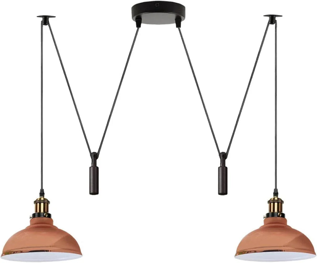 Industrial Retro Metal 2-Head Ceiling Pendant Spider Light, Adjustable E27 Base