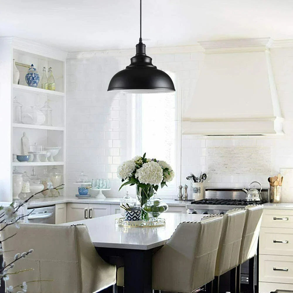 Modern Industrial Dome Shade Pendant Light: Adjustable Cable Hanging Ceiling Fixture