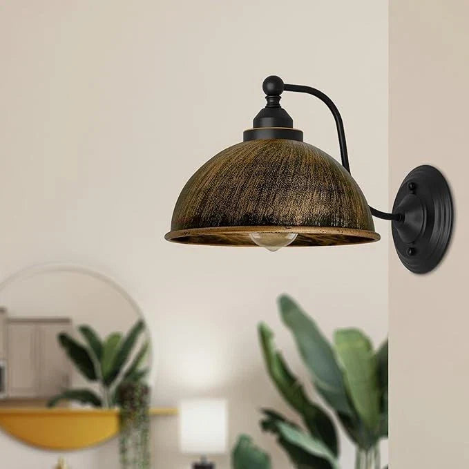 Industrial Wall Sconce with Brushed Copper Metal Dome Shade  Indoor Wall Light~6178