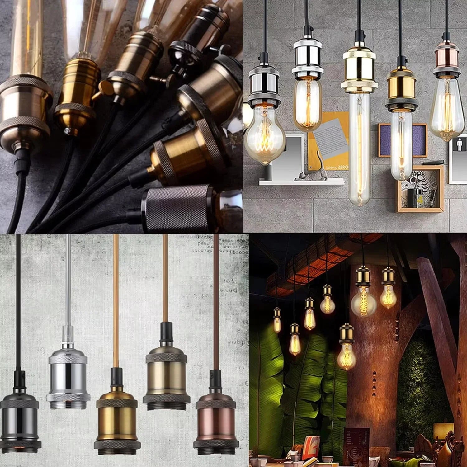 Universal E27 Metal Lamp Holder for Vintage Edison Filament Bulbs Decorative Fixture