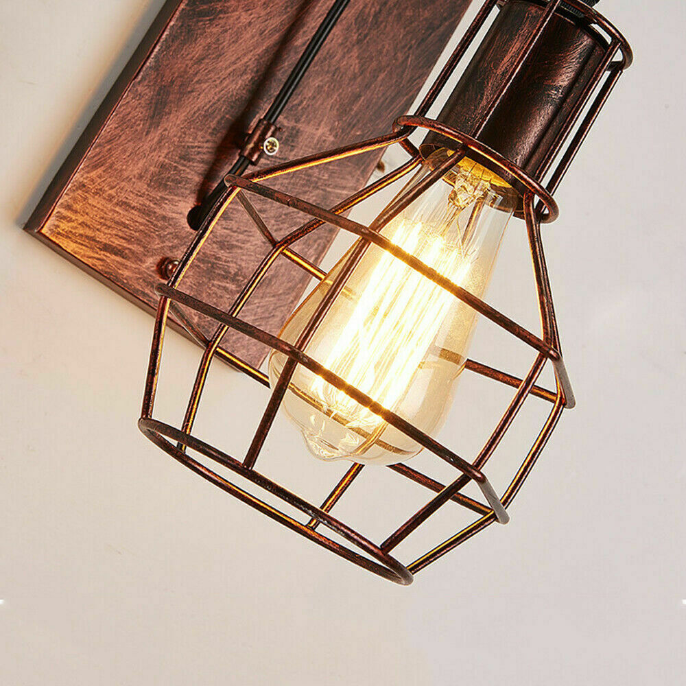 Vintage Industrial Metal Wood Pulley Wall Sconce Light Adjustable Retro Design