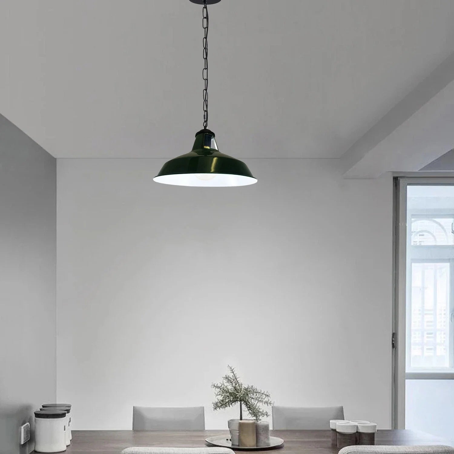 Modern Slotted Metal Pendant Light, Adjustable Wire Chain, Kitchen Island