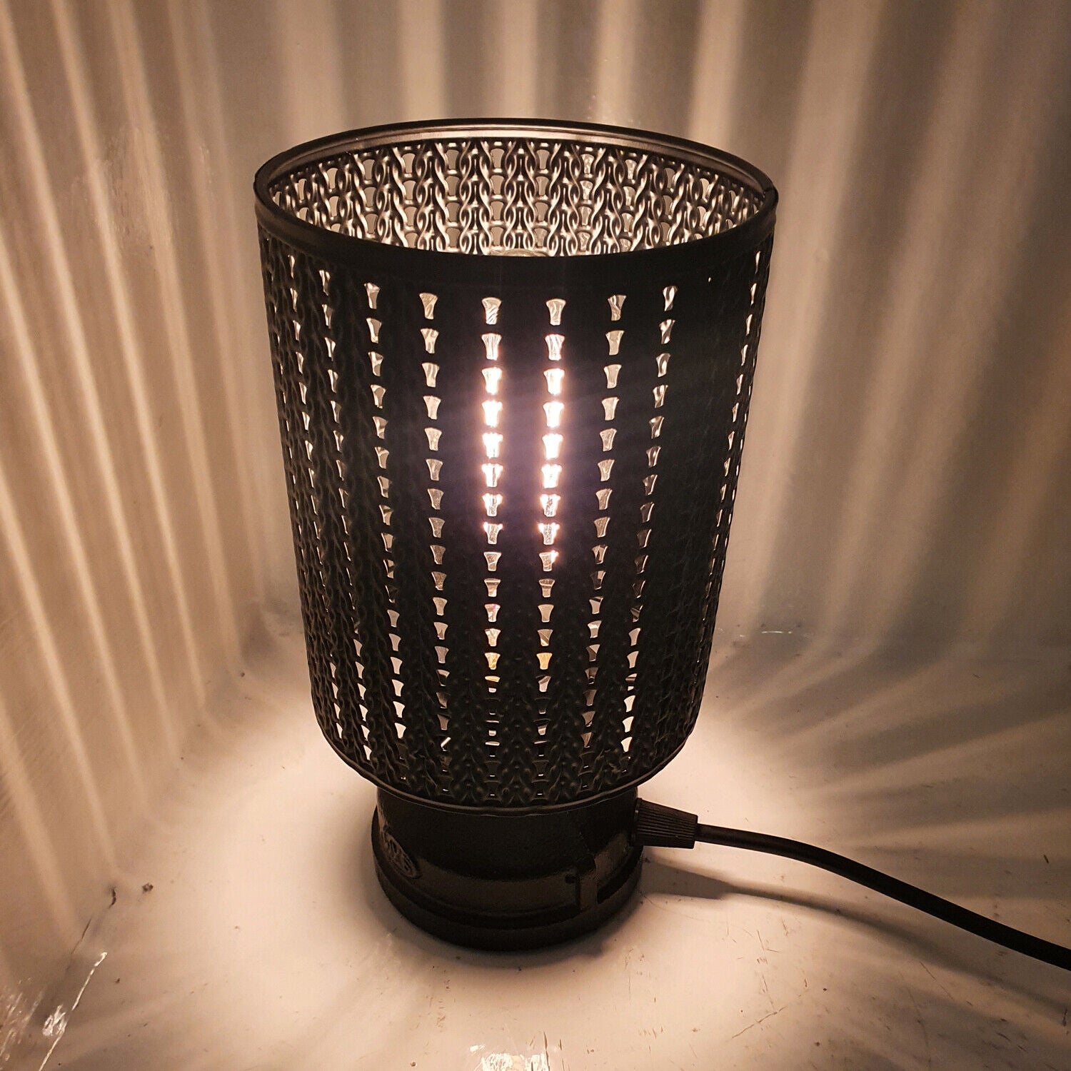 Industrial Antique Brass Metal Table Lamp, Black Wire Cage Design