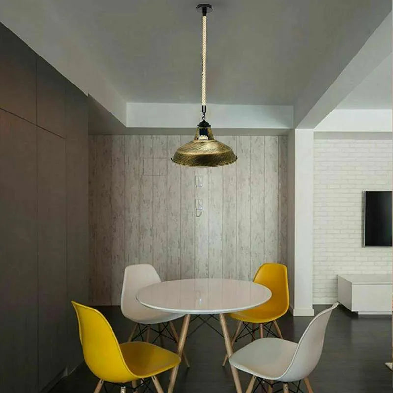 Industrial Hemp Rope Hanging Pendant Light E27 Edison Dimmable Adjustable
