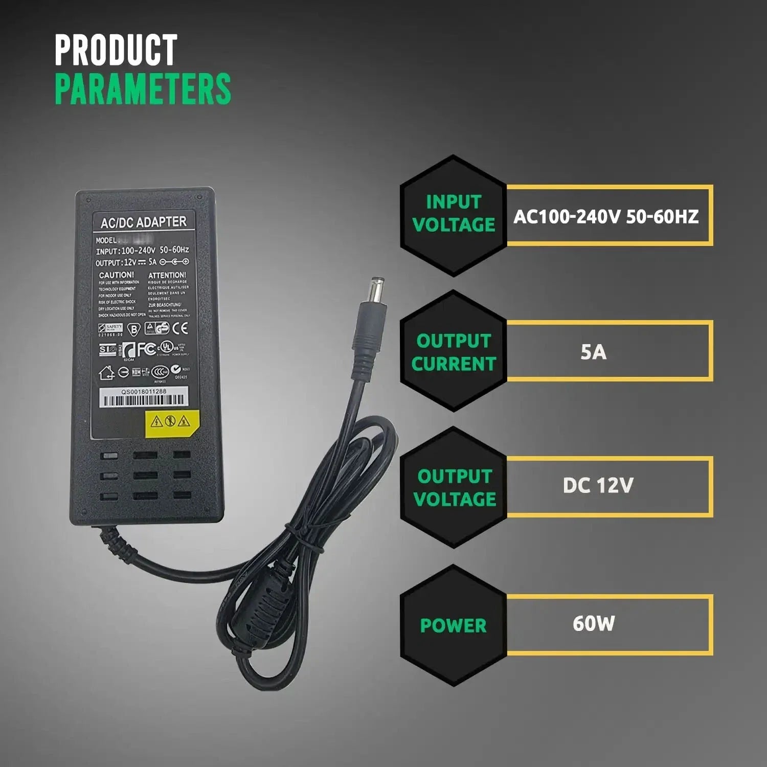 Universal AC to DC 12V UK Plug Power Adapter for LED Lights CCTV