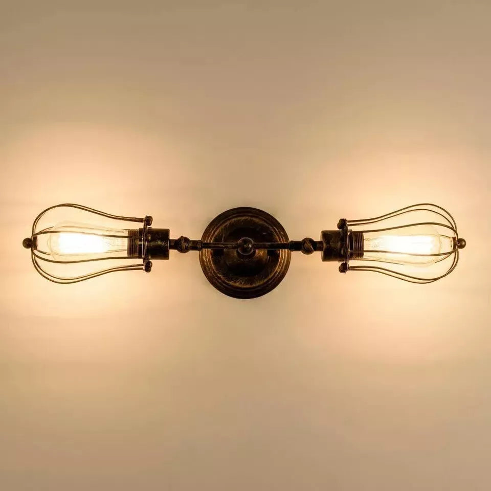 Industrial Wall Light Metal Wire cage E27 Wall Sconce Fitting ~6016