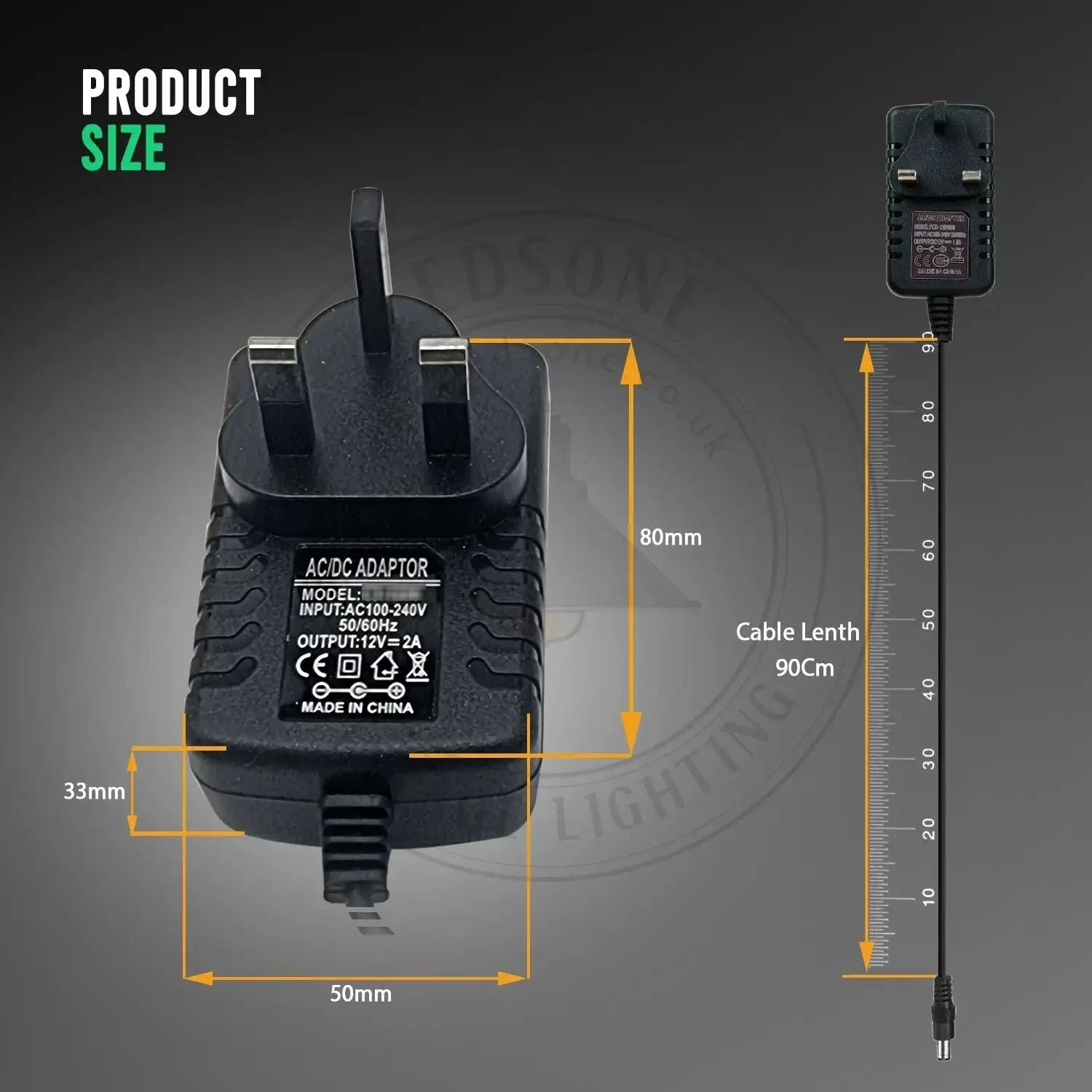 Universal AC to DC 12V UK Plug Power Adapter for LED Lights CCTV