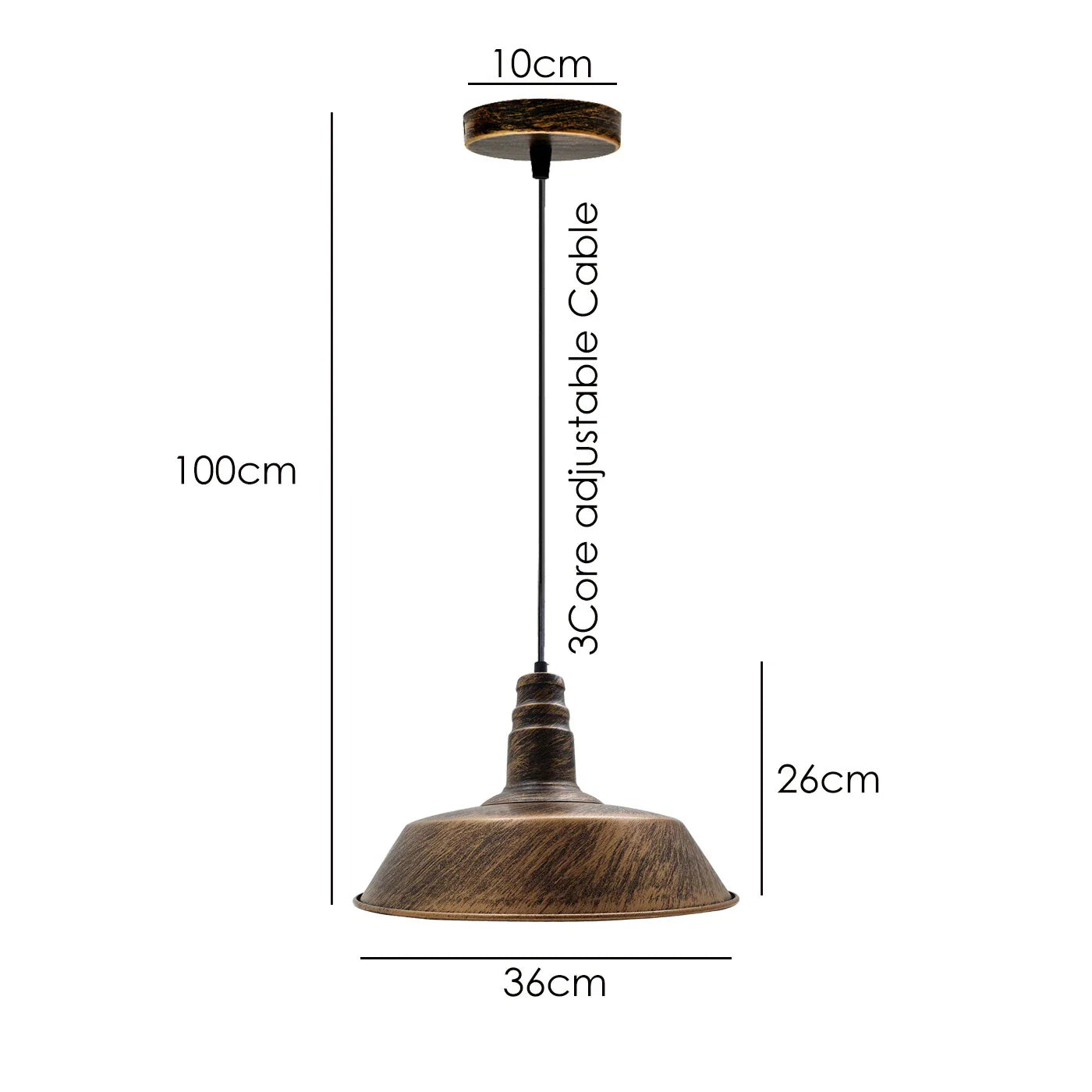 Vintage Style Metal Brushed Copper Dimmable Ceiling Pendant Light Fixture for E27 Bulbs