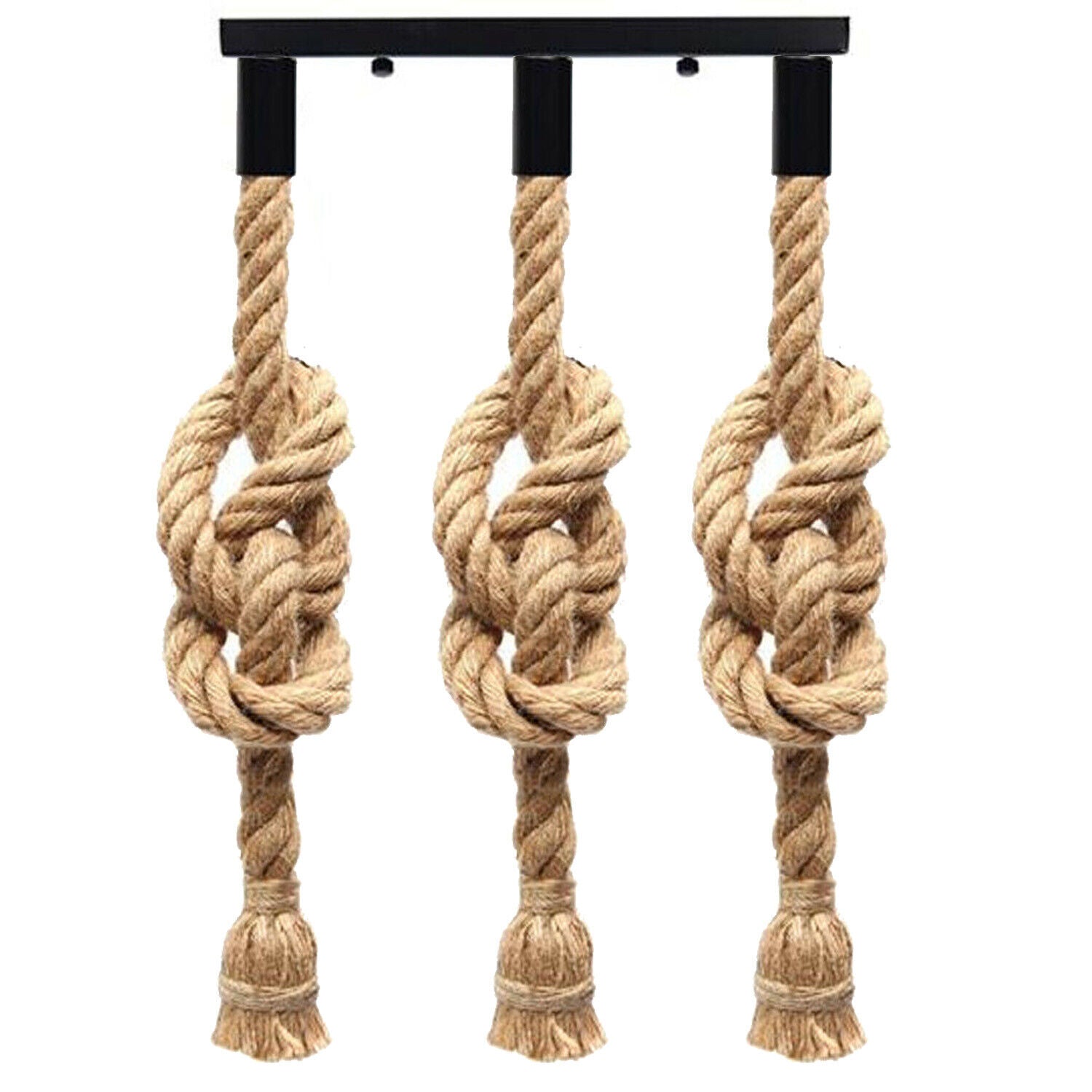 Vintage Industrial Loft Style Hemp Rope 3-Head Cluster Ceiling Pendant Light