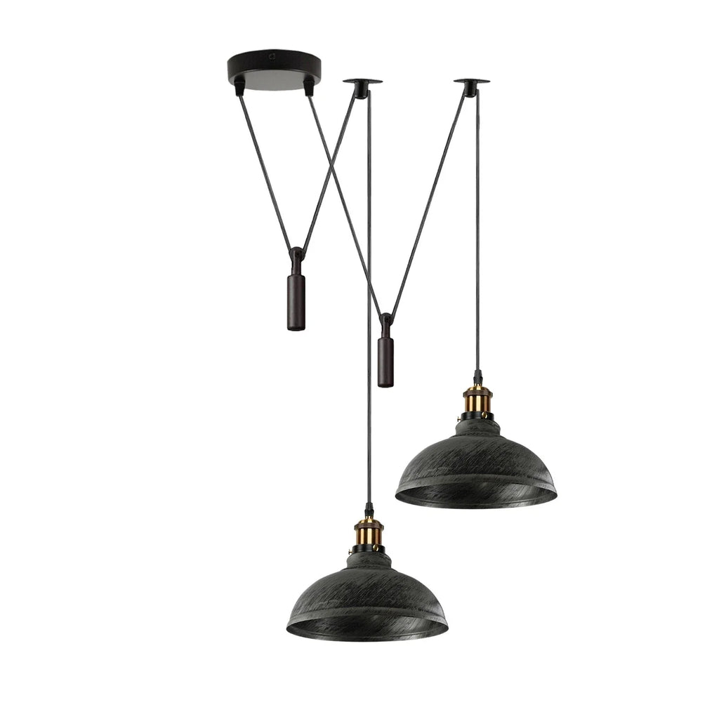 Industrial Retro Metal 2-Head Ceiling Pendant Spider Light, Adjustable E27 Base