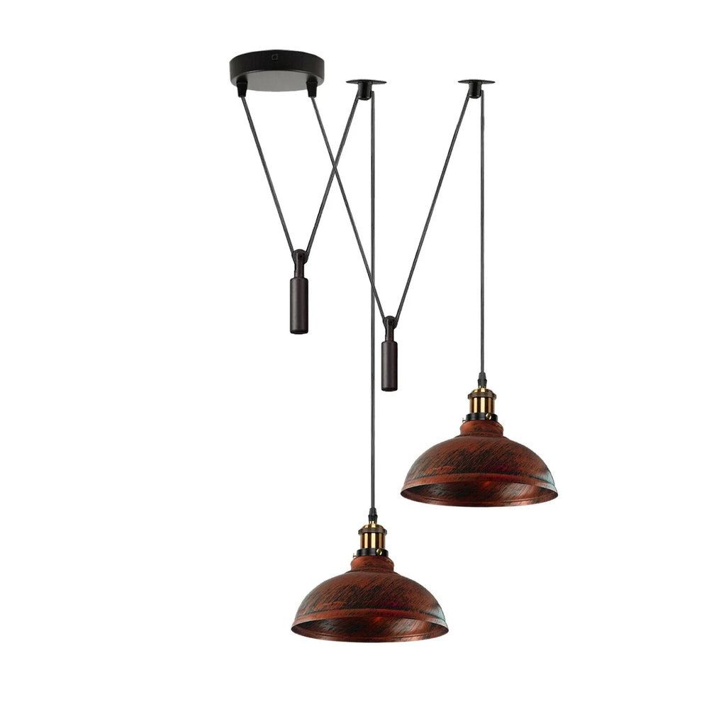 Industrial Retro Metal 2-Head Ceiling Pendant Spider Light, Adjustable E27 Base