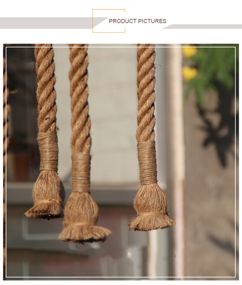 Vintage Industrial Loft Style Hemp Rope 3head cluster Ceiling Pendant Light Lamp~2711