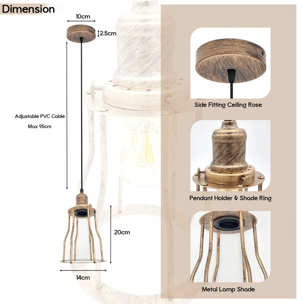 Vintage Ceiling Cage Pendant Lights ~6182
