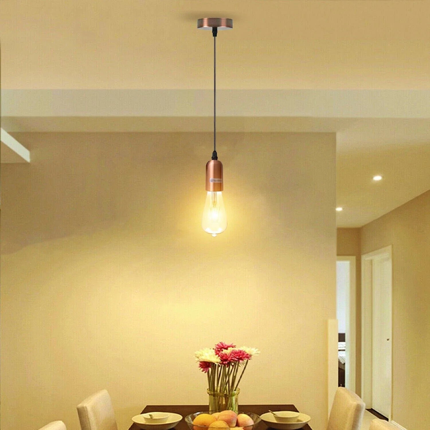 Adjustable E27 Metal Pendant Bulb Holder, Vintage Style for Home Lighting