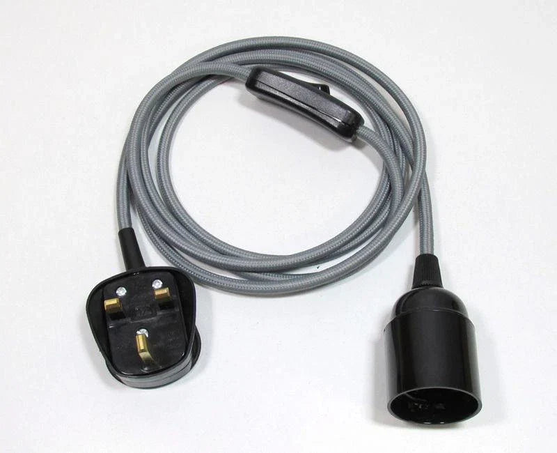 Stylish 13ft Fabric Plug-in Pendant Light Kit, E27 Bulb Holder, Dimmer Switch