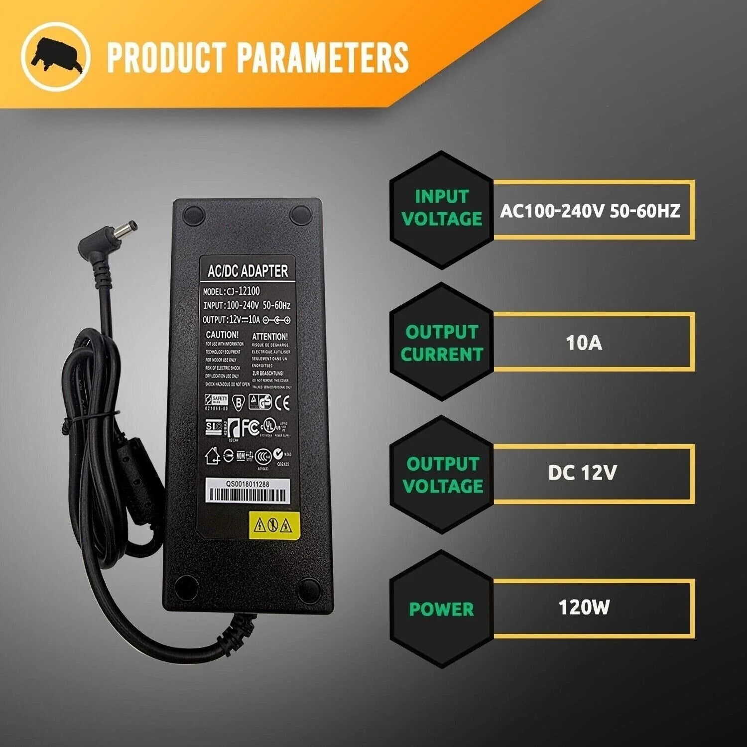 Universal AC to DC 12V UK Plug Power Adapter for LED Lights CCTV