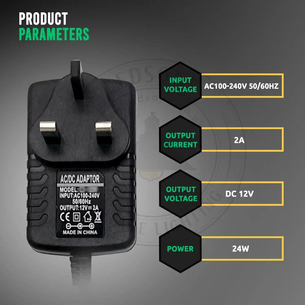 Universal AC to DC 12V UK Plug Power Adapter for LED Lights CCTV