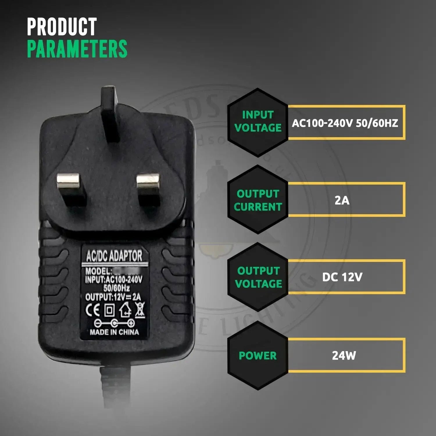 Universal AC to DC 12V UK Plug Power Adapter for LED Lights CCTV