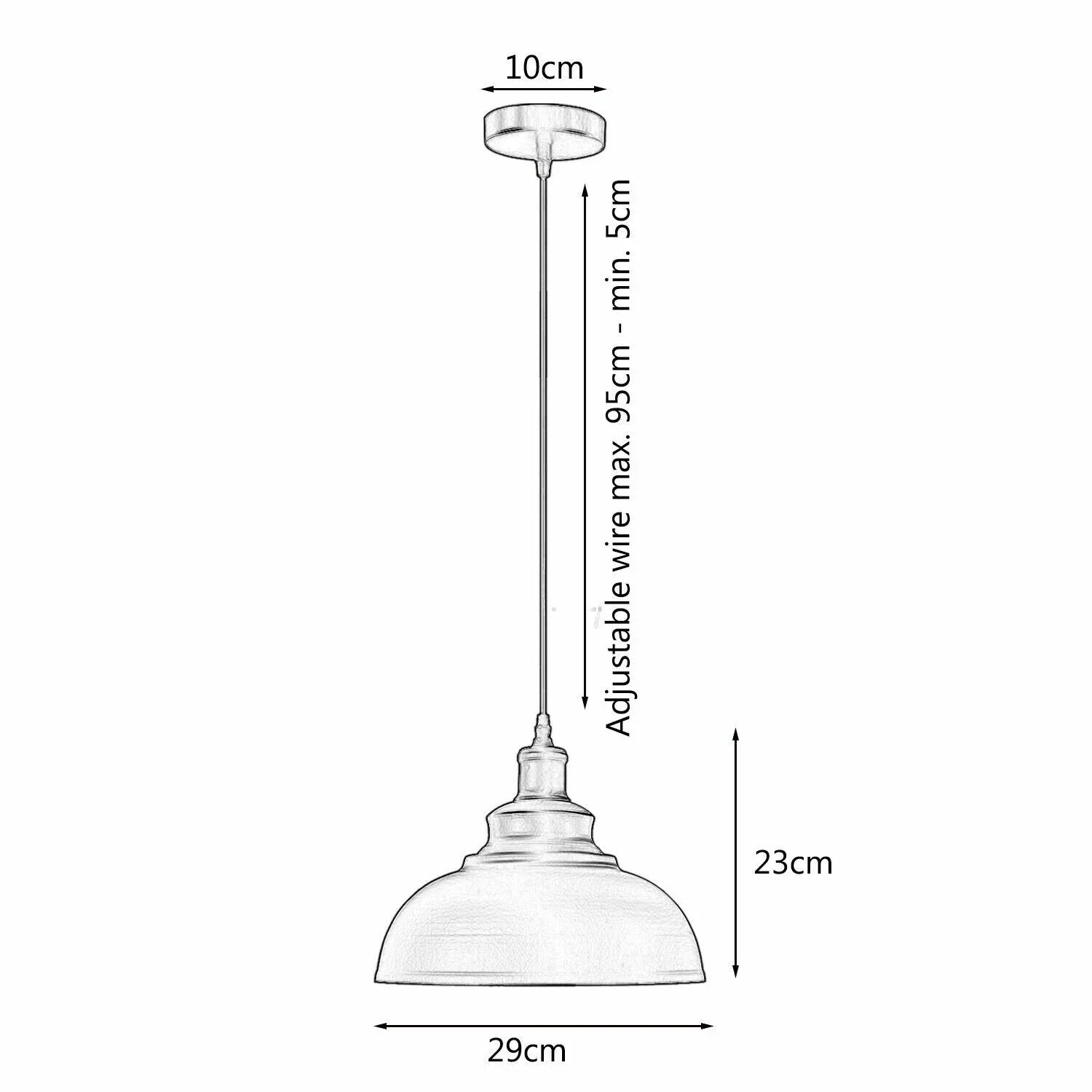 Modern Industrial Dome Shade Pendant Light: Adjustable Cable Hanging Ceiling Fixture
