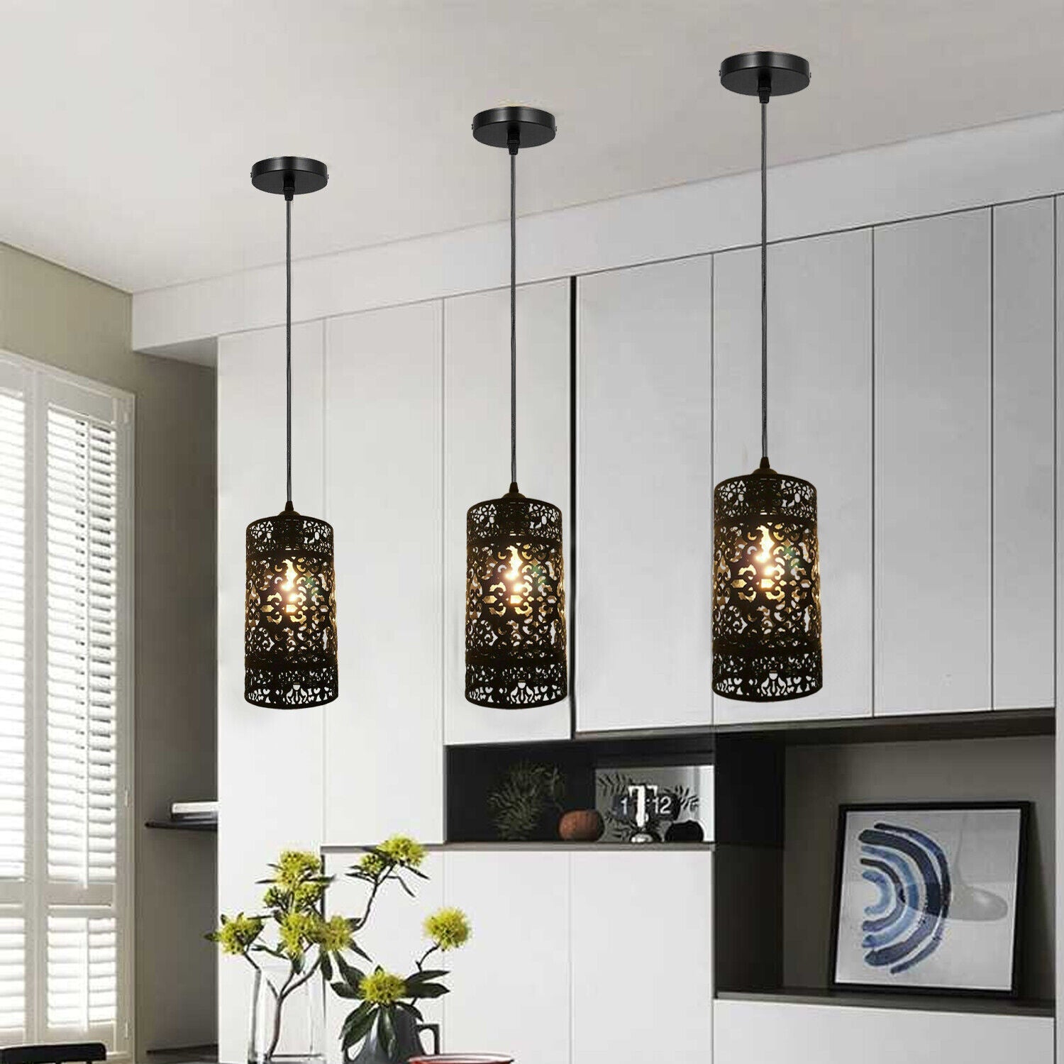 Vintage Industrial Metal Cage E27 Pendant Light, Adjustable Hanging Fixture