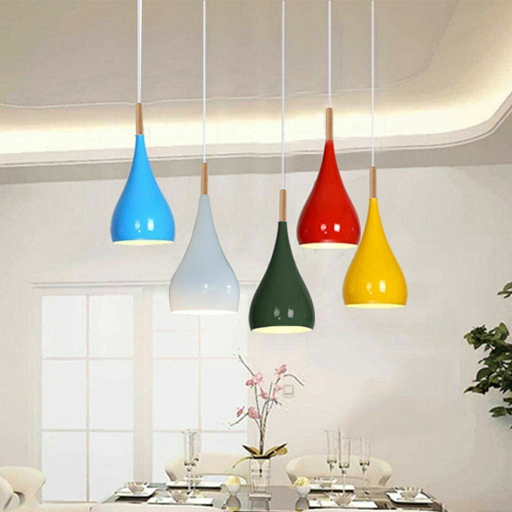 Colorful Modern Single Metal Pendant Light for Kitchen Island Illumination